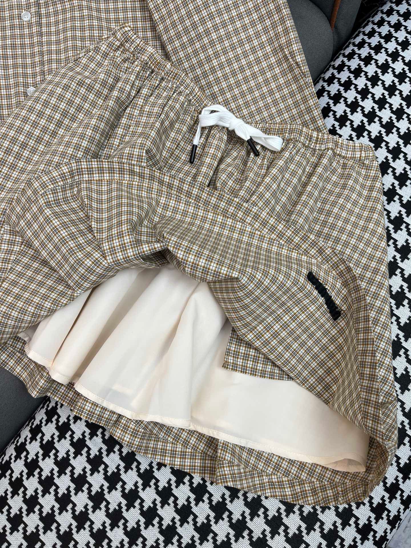 25ss new plaid shirt + skirt suit