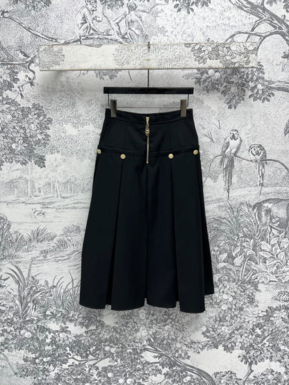 High-waisted pleated half-body skirt