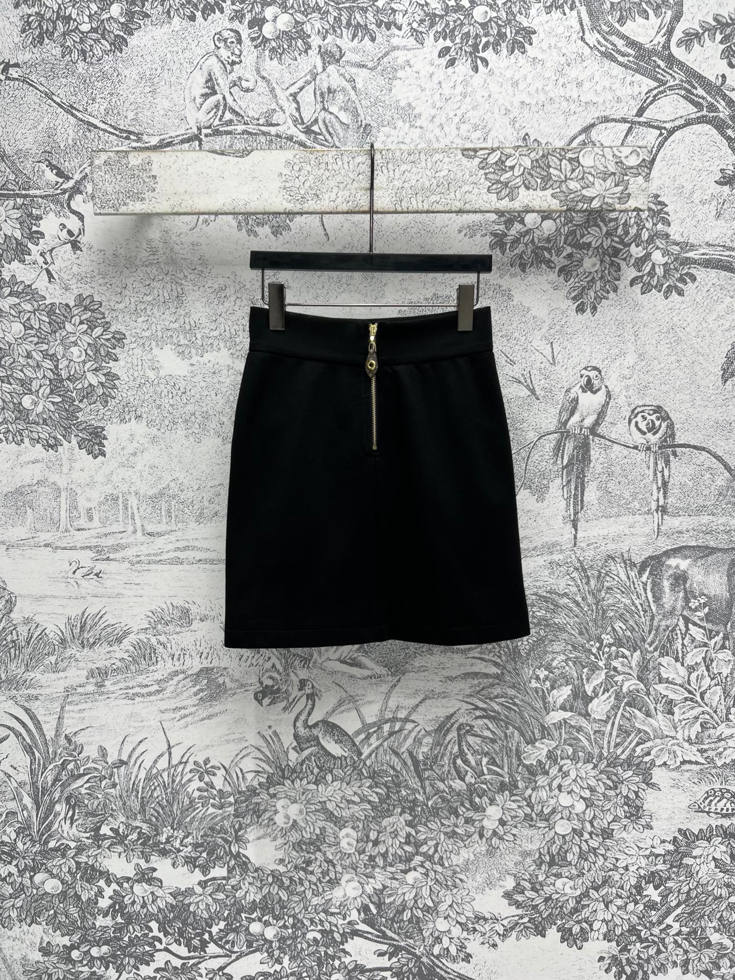 High-waisted zipper wrap-around skirt