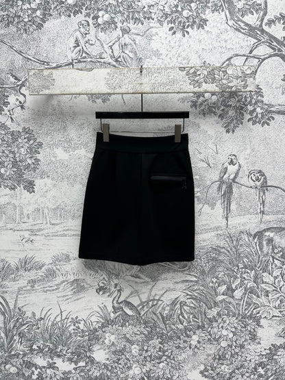 High-waisted zipper wrap-around skirt