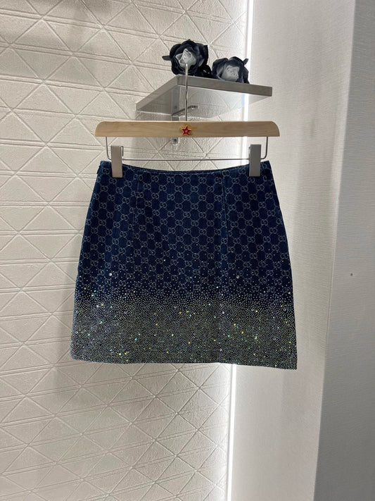 Early spring new rhinestone half skirt