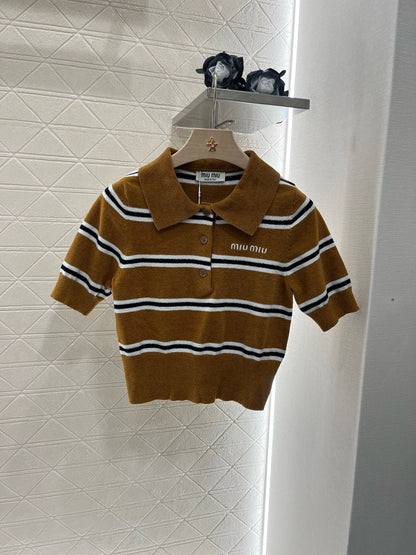 Striped 𝑝𝑜𝑙𝑜 knit short sleeve