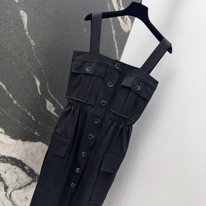 Spring and summer new workwear style suspender tube top dress