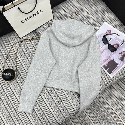 New style letter hot diamond hooded short sweatshirt + skirt suit