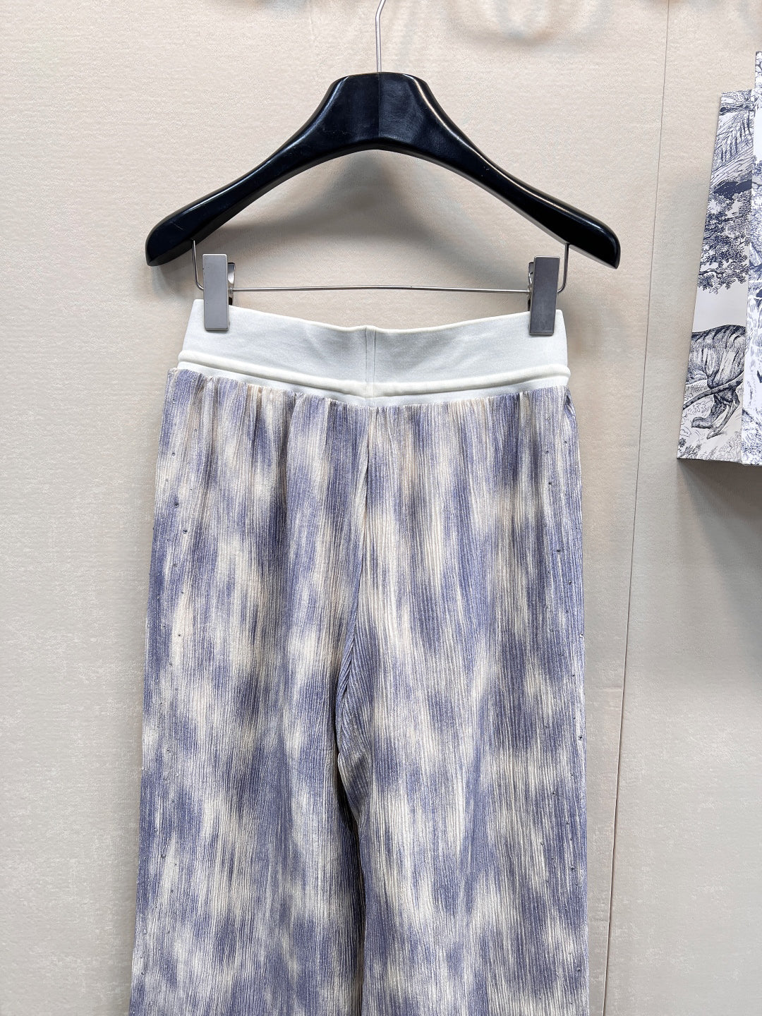 New spring and summer letter ribbon drawstring tie-dye side hot diamond wide-leg pants