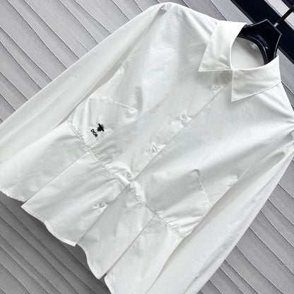 Lapel slim-fit long-sleeved shirt