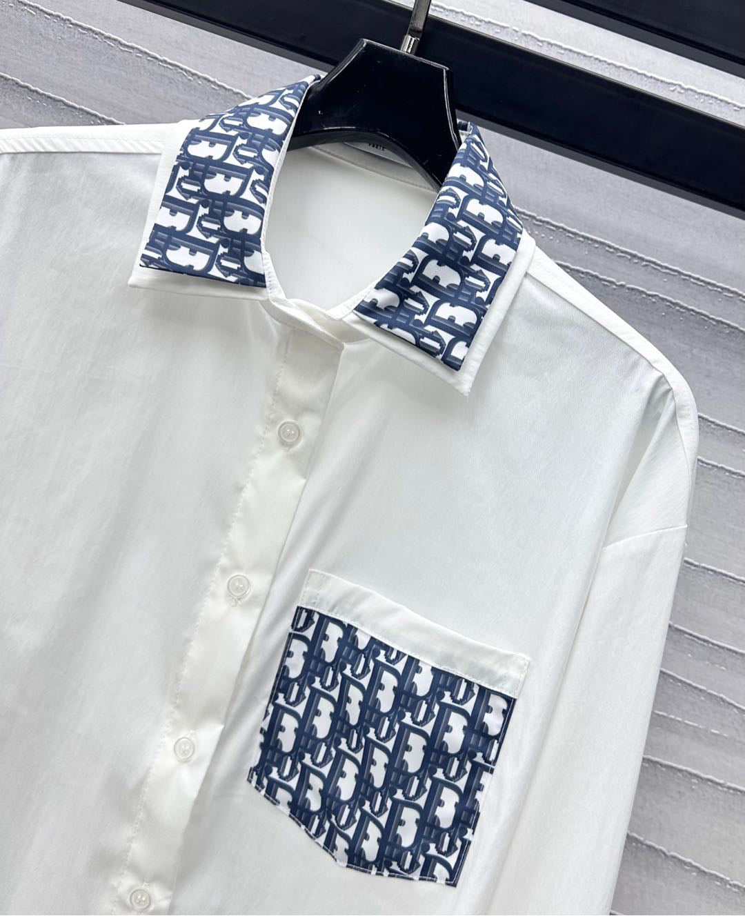 Double collar patchwork shirt