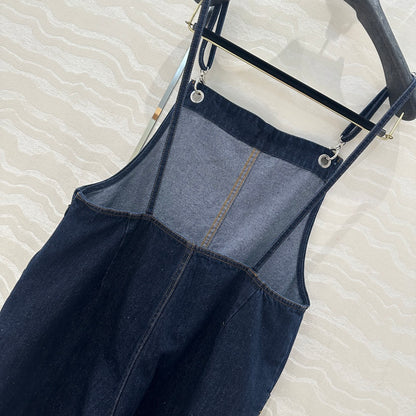 Native blue suspender jumpsuit