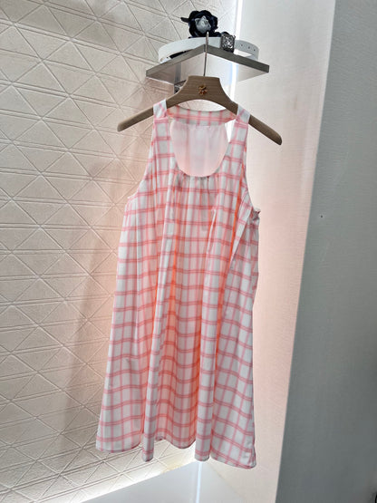 Belted Check Slip Dress