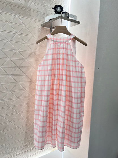 Belted Check Slip Dress