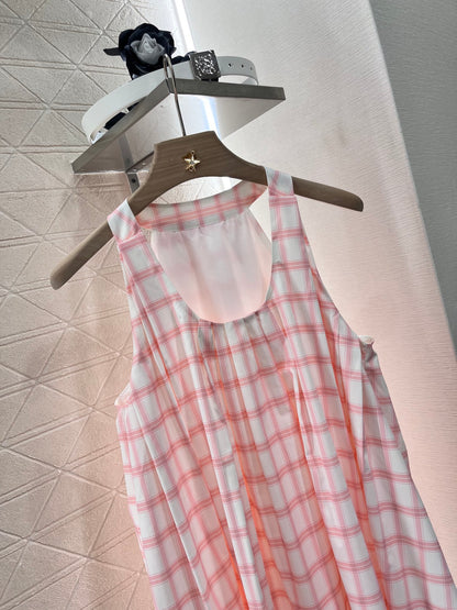 Belted Check Slip Dress