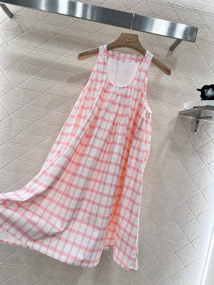 Belted Check Slip Dress