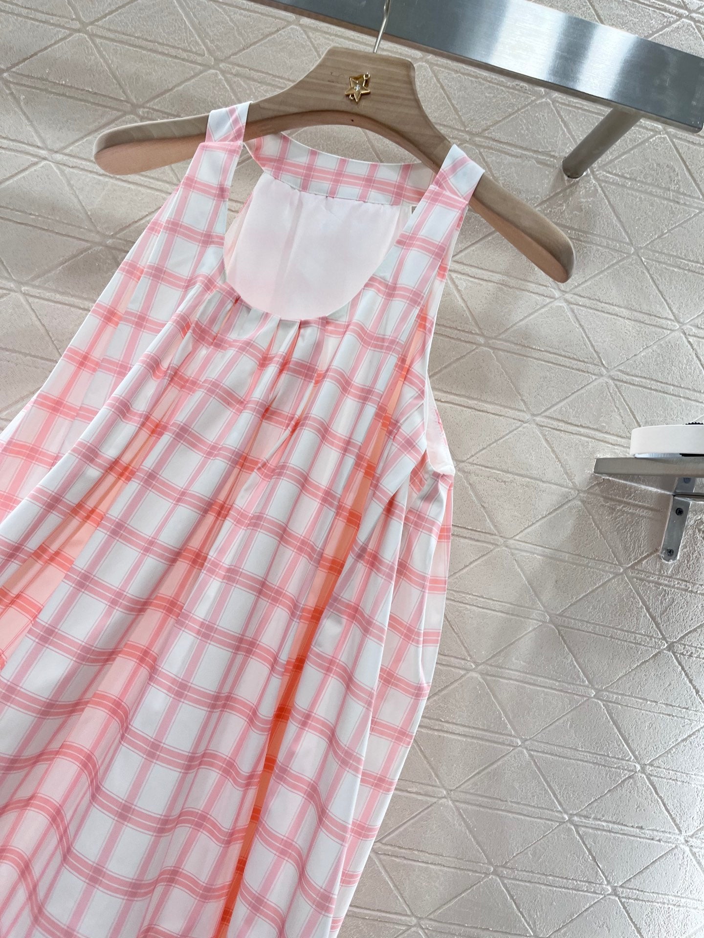 Belted Check Slip Dress