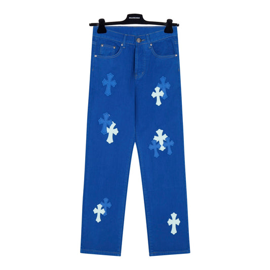 London Limited Dopamine Blue Patchwork Jeans