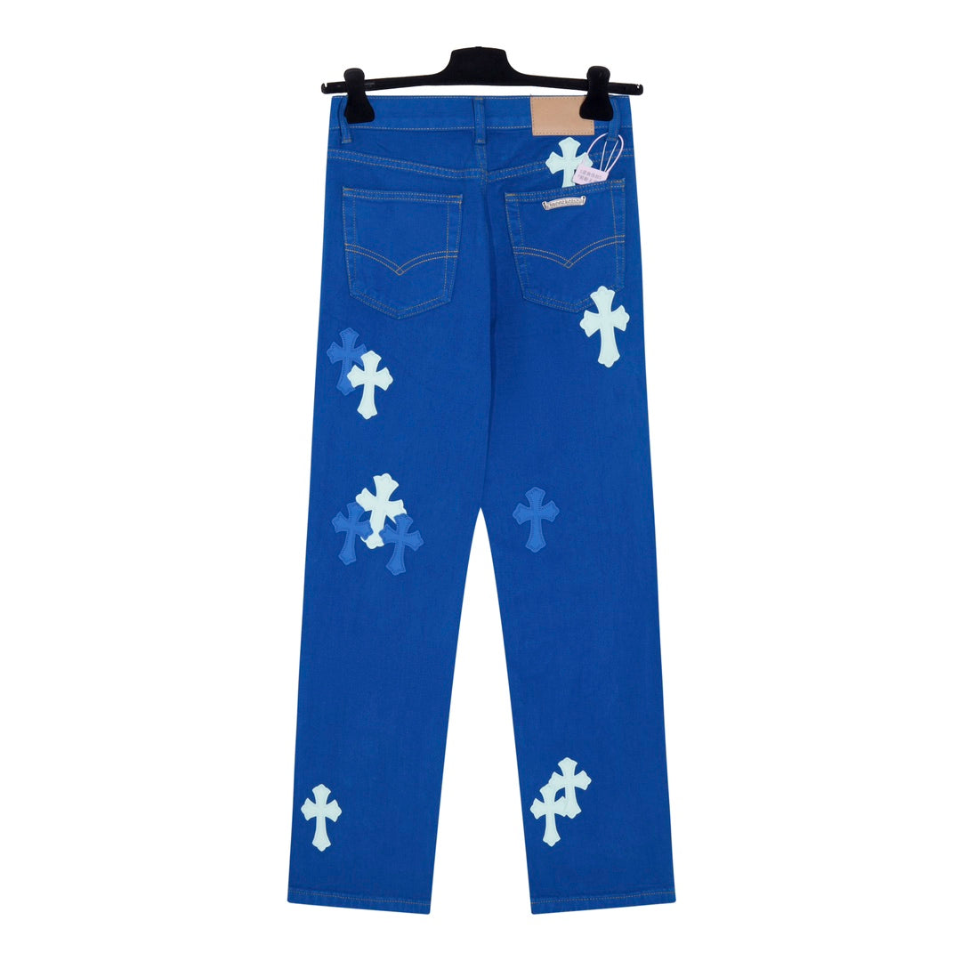 London Limited Dopamine Blue Patchwork Jeans