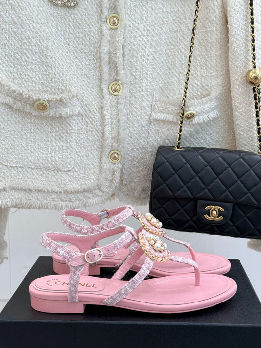 Pearl clip-on Pink, Brown, Black sandals