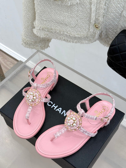 Pearl clip-on Pink, Brown, Black sandals