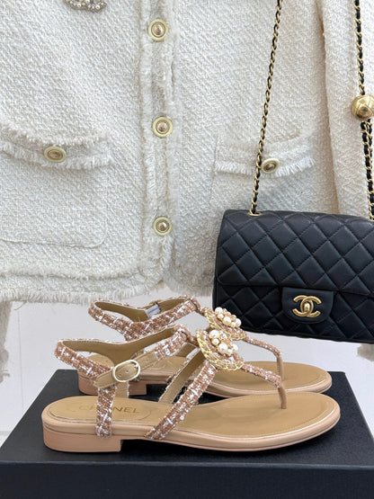 Pearl clip-on Pink, Brown, Black sandals