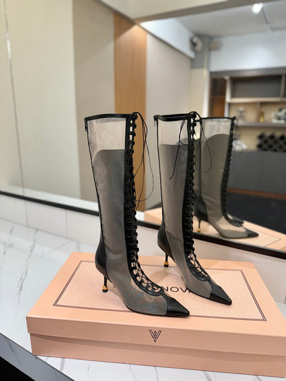 Mesh Heeled Boots