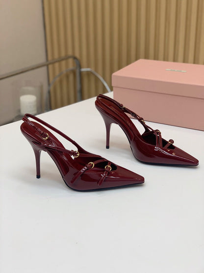 M Fine heeled crimson high heels