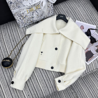 Two-color new large lapel double-faced wool coat