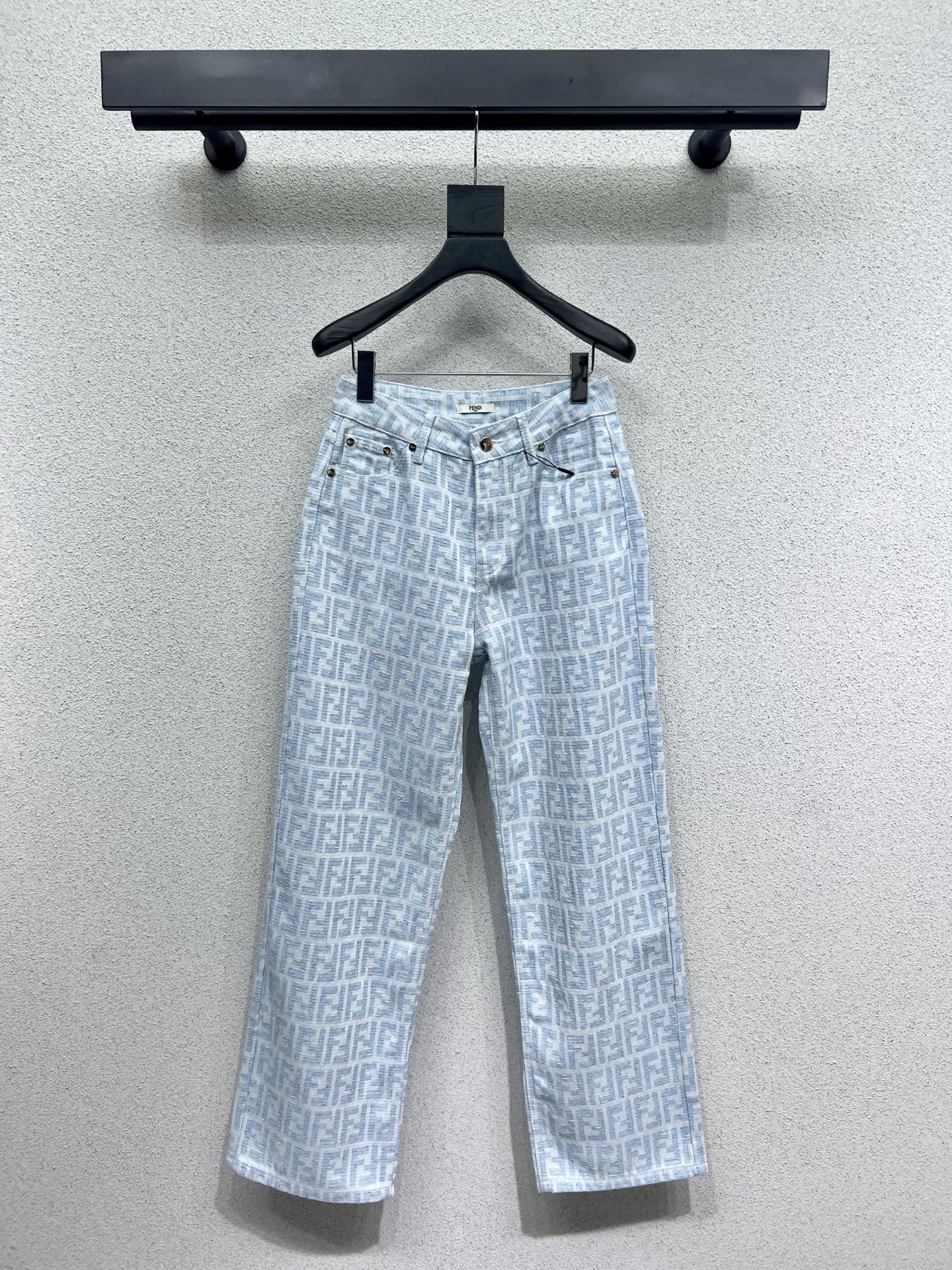 Jacquard printed monogram denim trousers