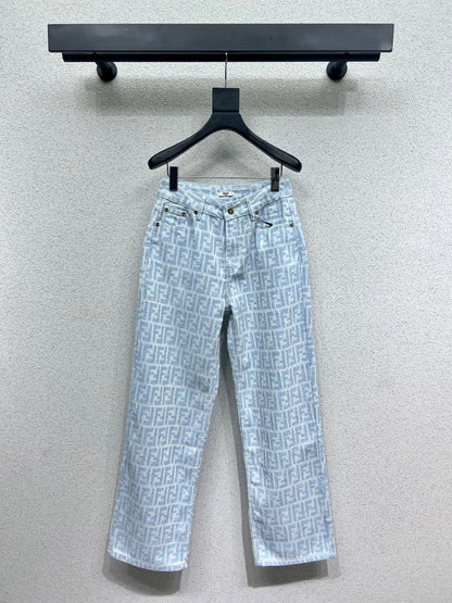 Jacquard printed monogram denim trousers