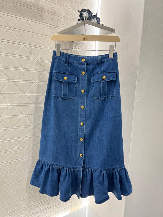 Denim fishtail skirt