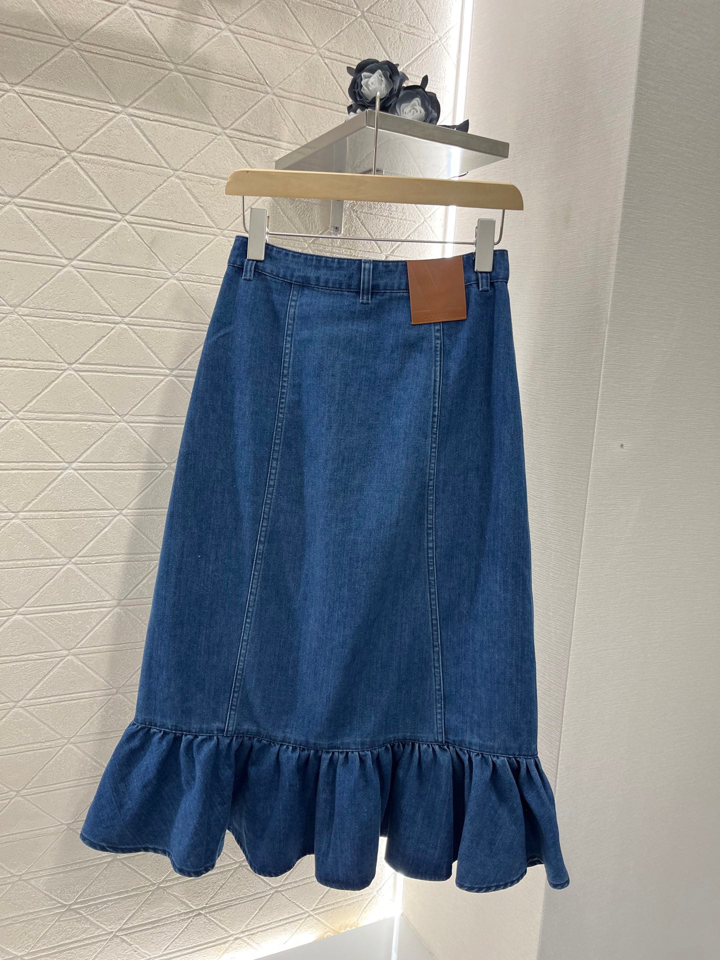 Denim fishtail skirt