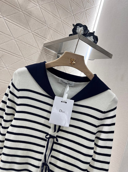 Shawl collar striped knit top