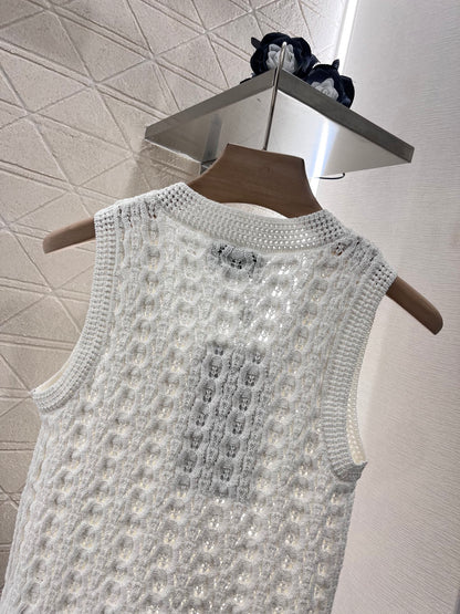 Openwork Woven Pattern Knitted Vest