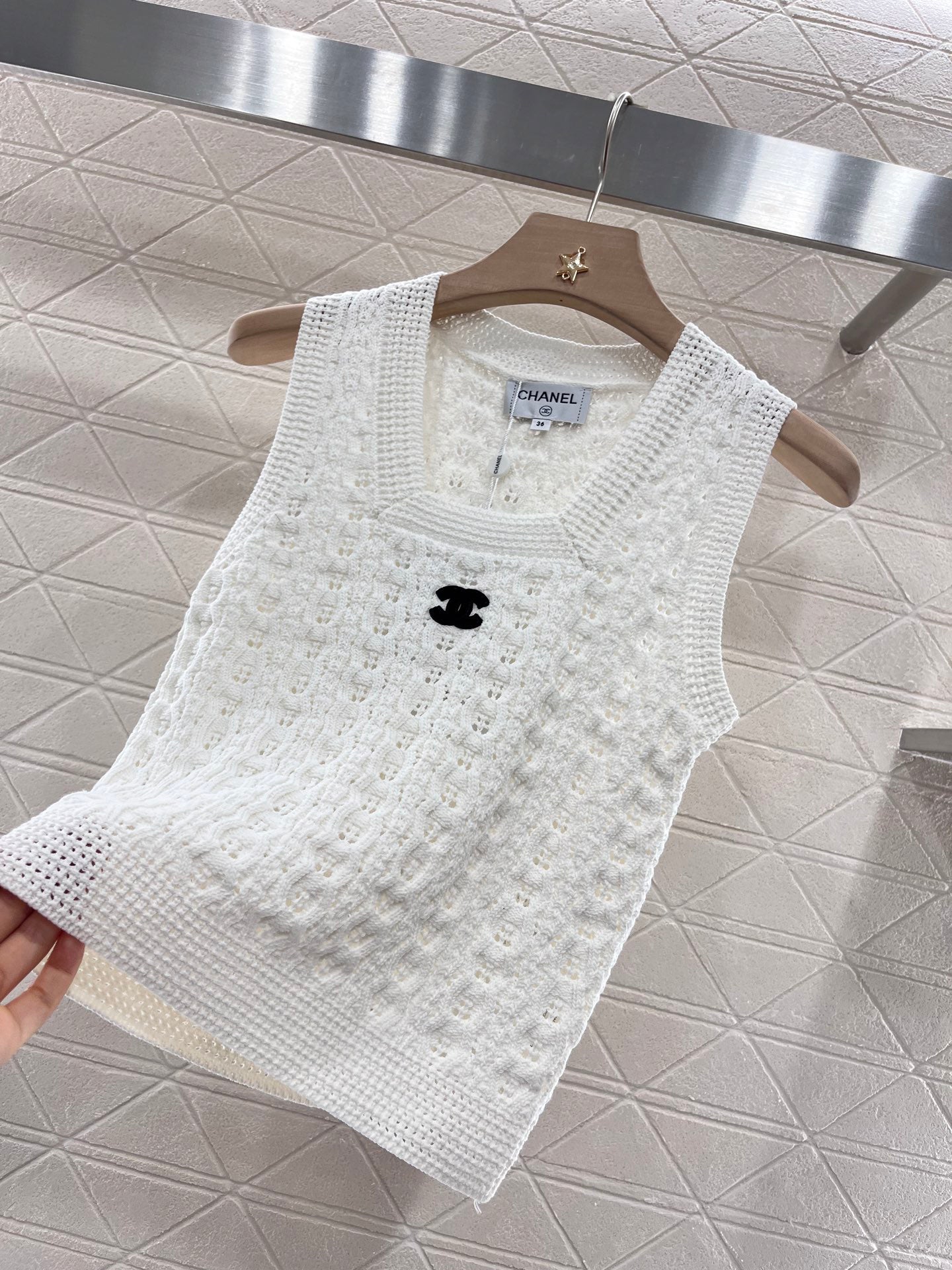 Openwork Woven Pattern Knitted Vest