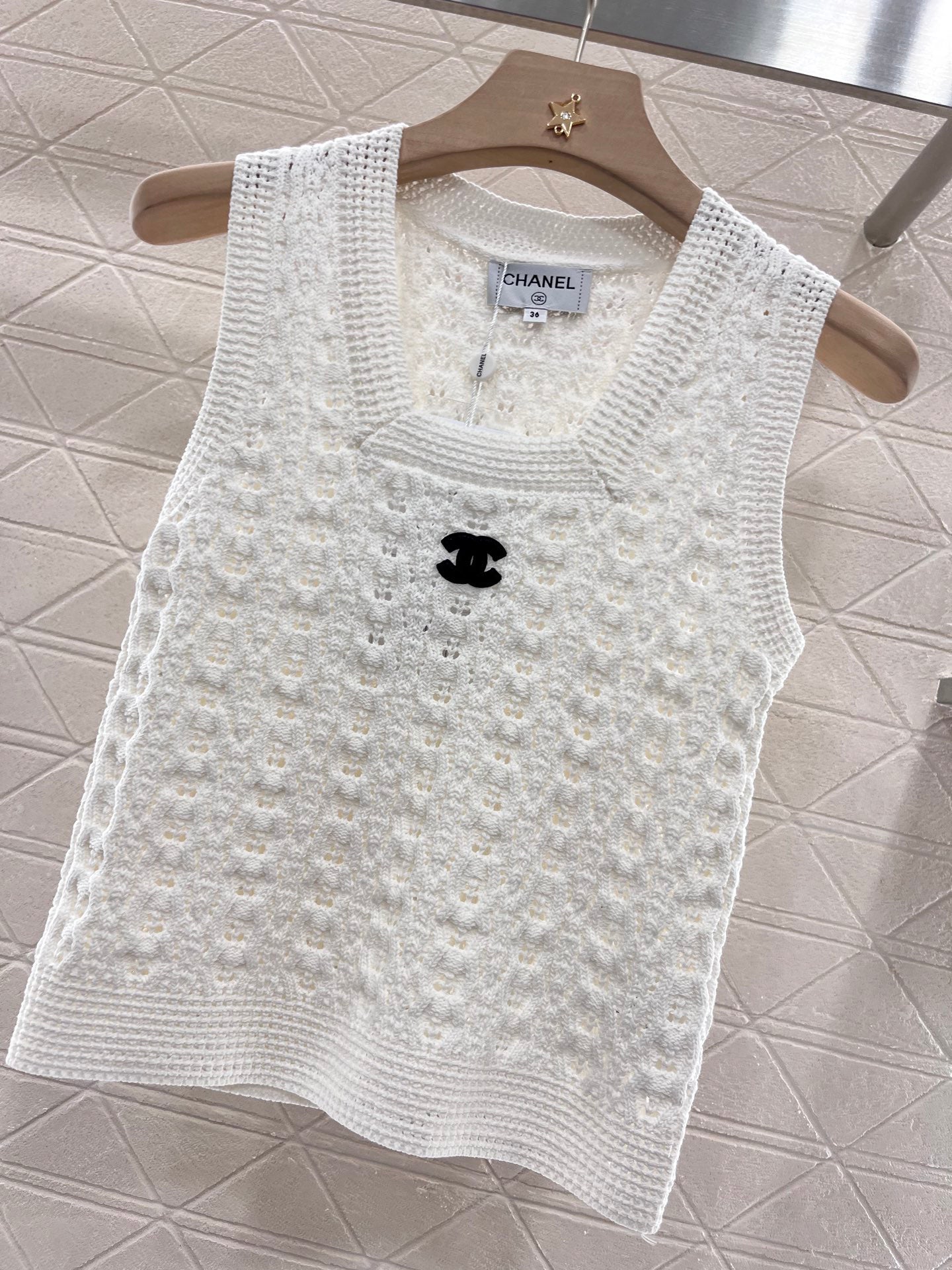 Openwork Woven Pattern Knitted Vest