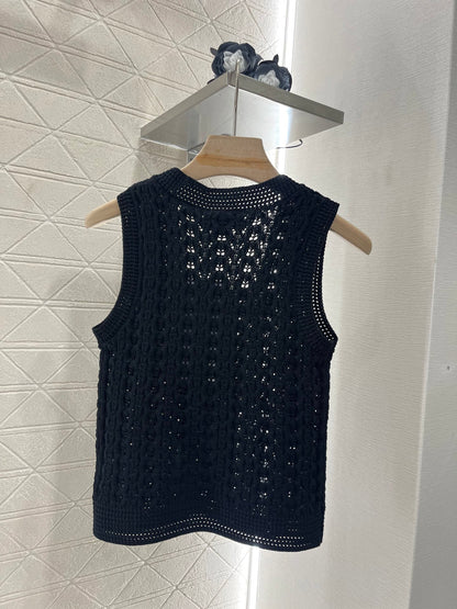 Openwork Woven Pattern Knitted Vest