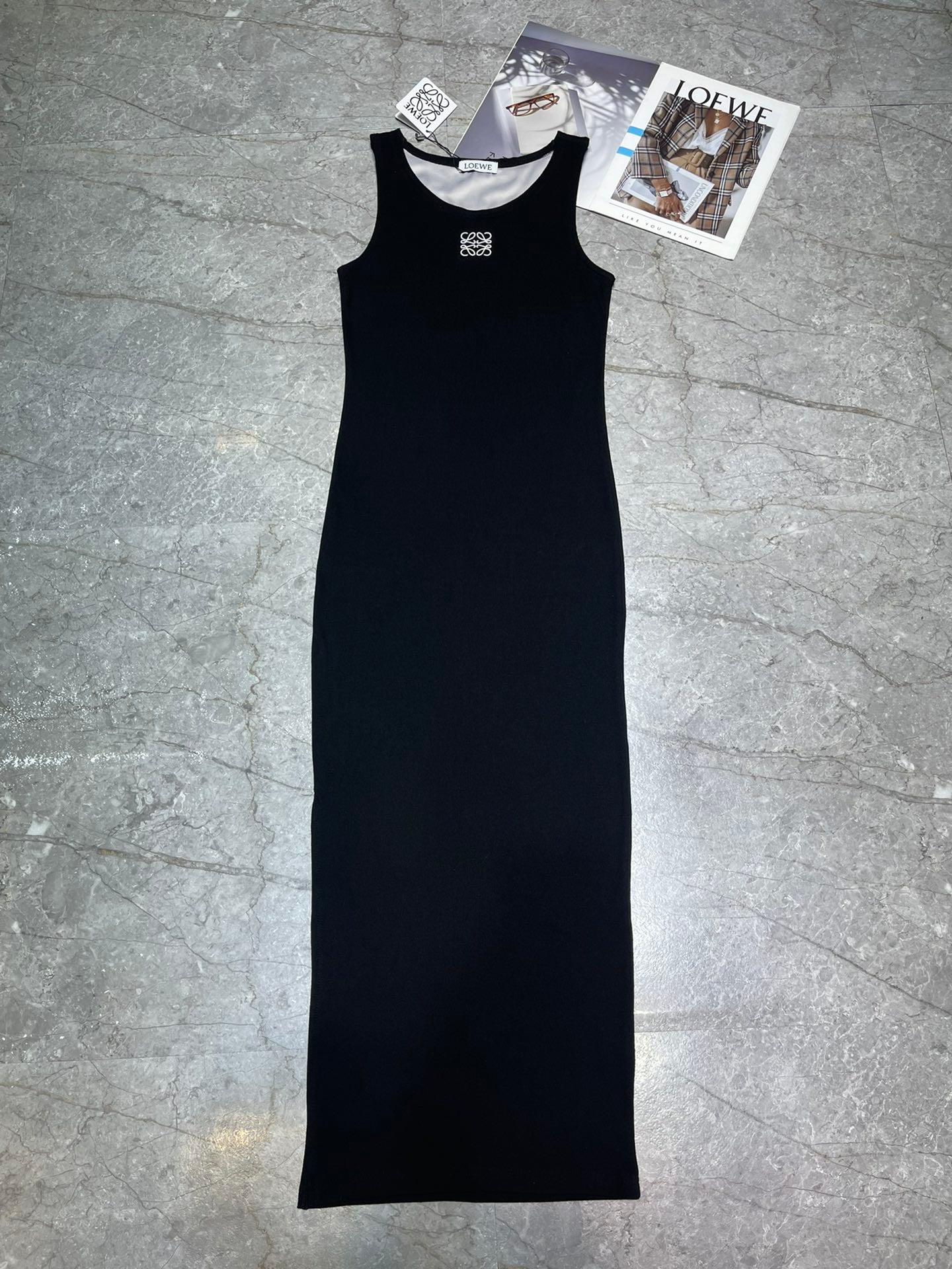 Sleeveless vest slim fit ribbed slit dress