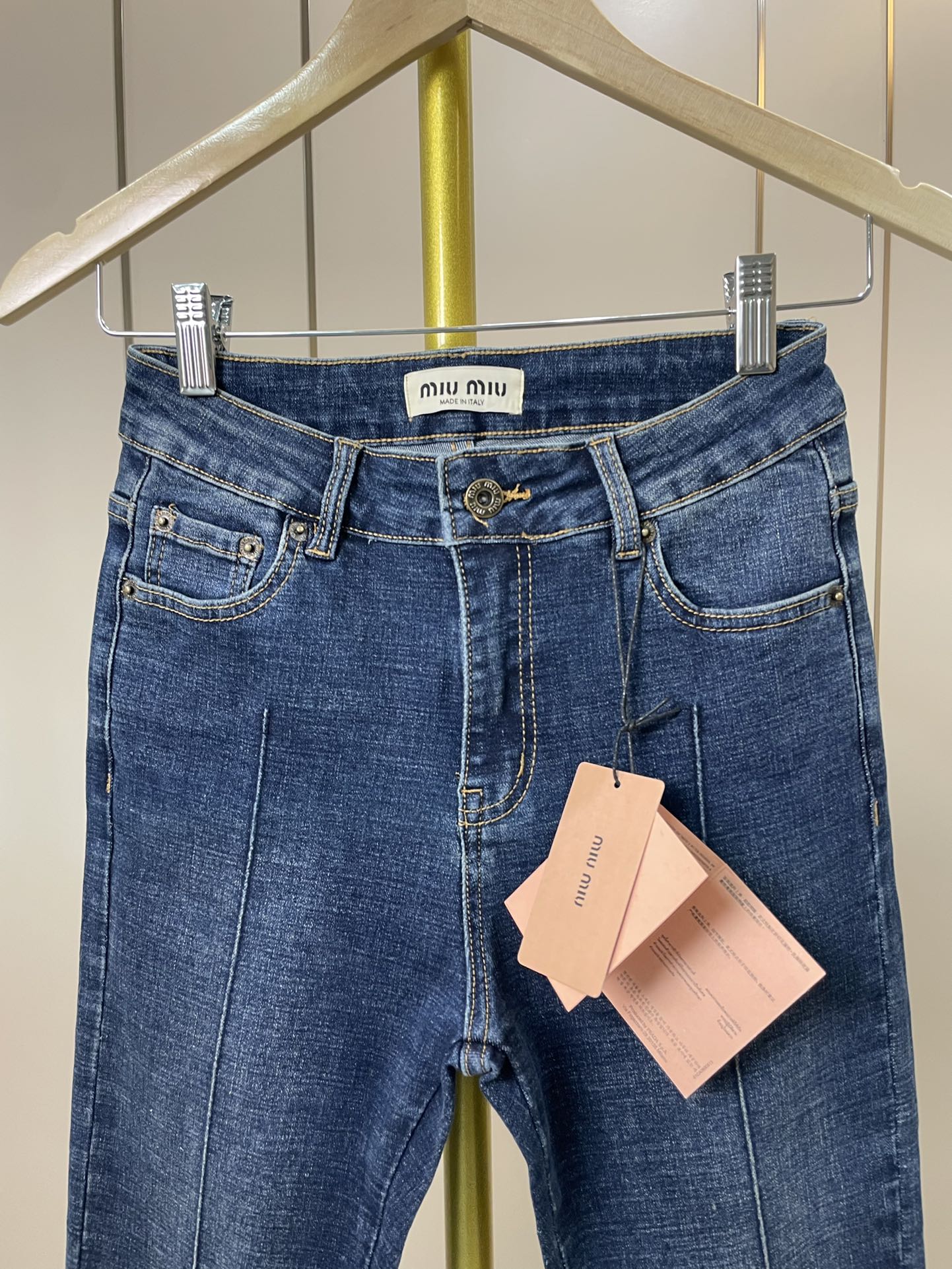 Stretch Denim Jeans Calf Pants