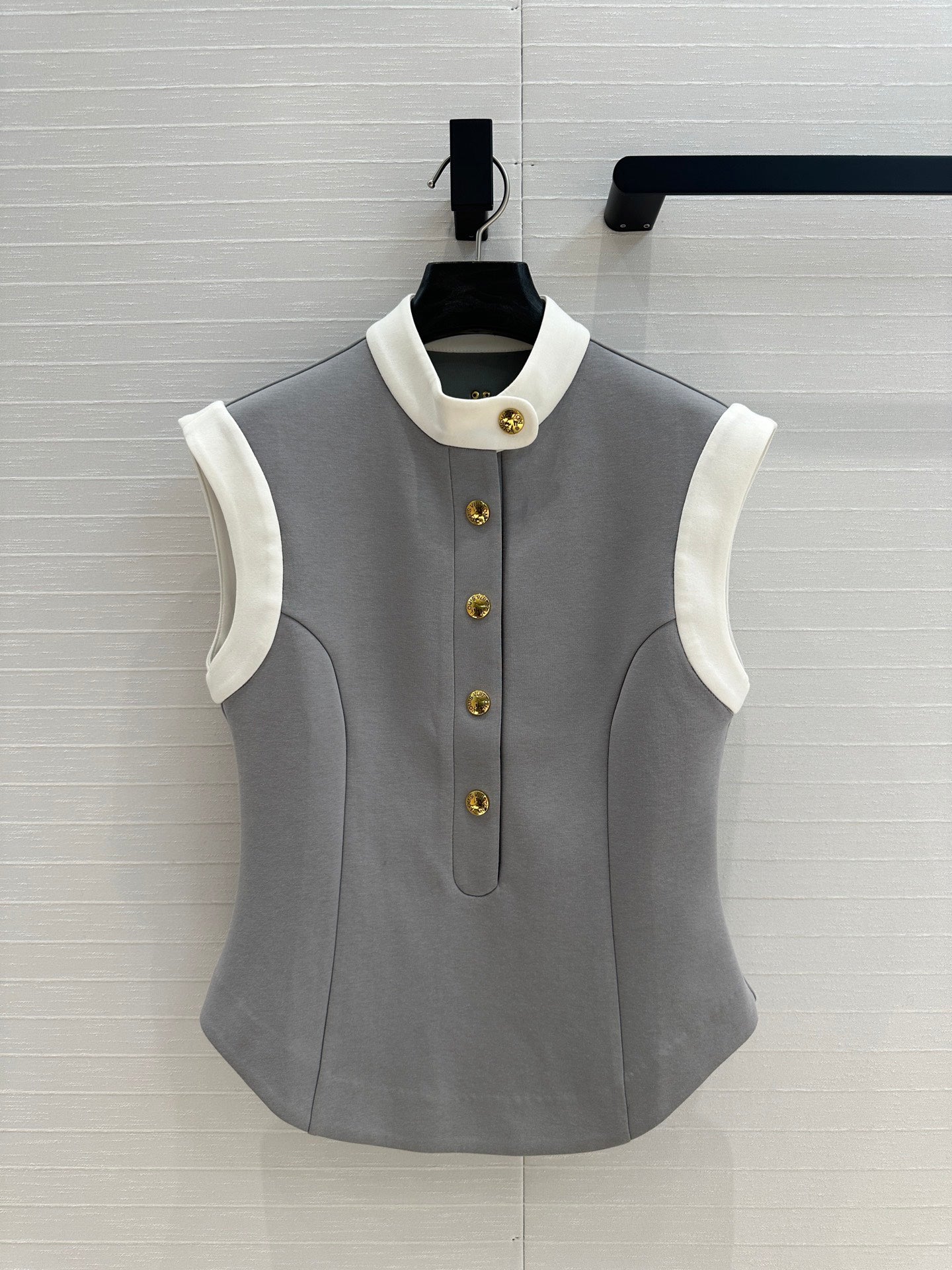 New Standing Collar Colorblocking Vest Top