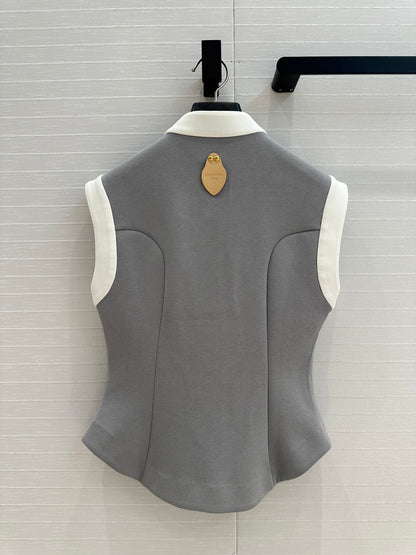 New Standing Collar Colorblocking Vest Top