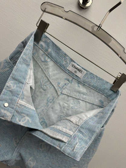 Printed Skinny Straight Shorts