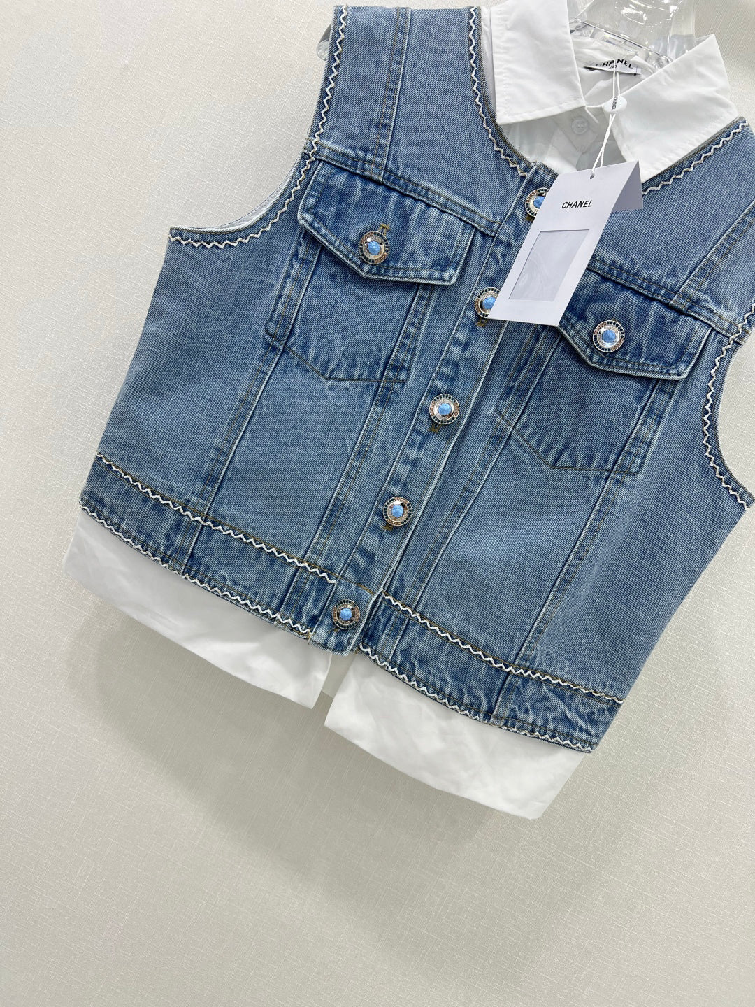 Heavy duty quilted denim vest