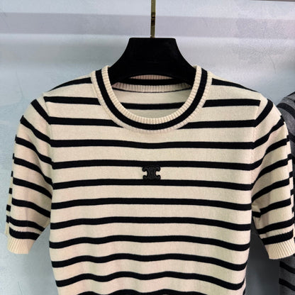 Striped knit short sleeve