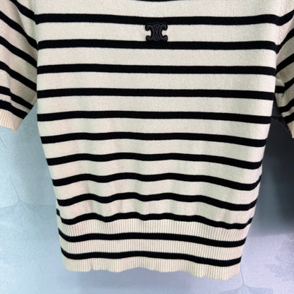 Striped knit short sleeve