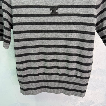 Striped knit short sleeve