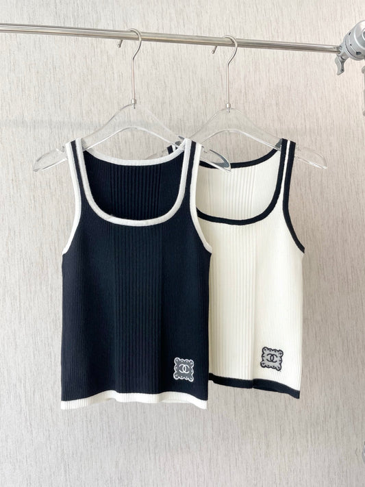 Wrap Around Color Block Knit Tank Top