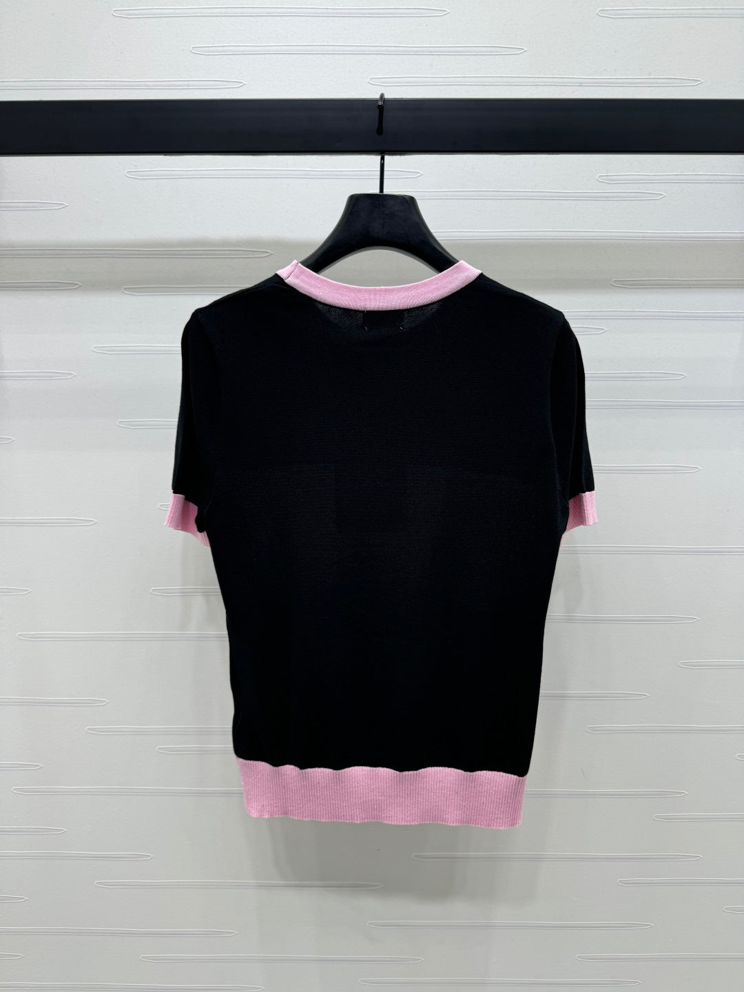 Colorblock Striped Knit Short Sleeves