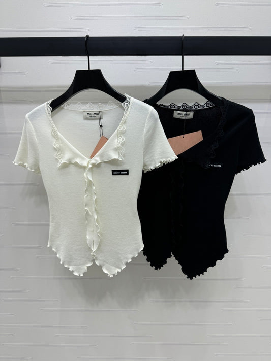 Lace knit short sleeves