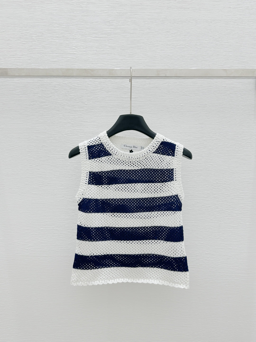 Crew Neck Colorblock Hollow Knit Vest