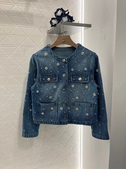 Heavy beaded denim jacket