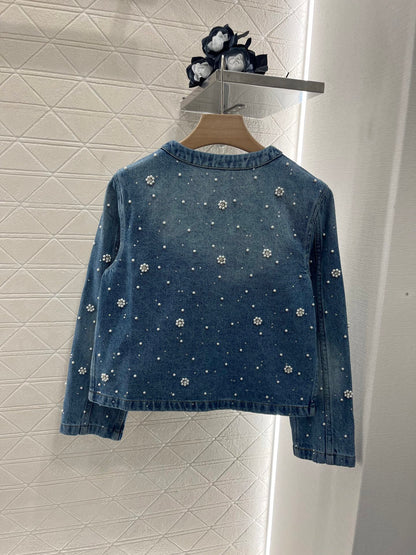 Heavy beaded denim jacket