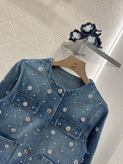 Heavy beaded denim jacket